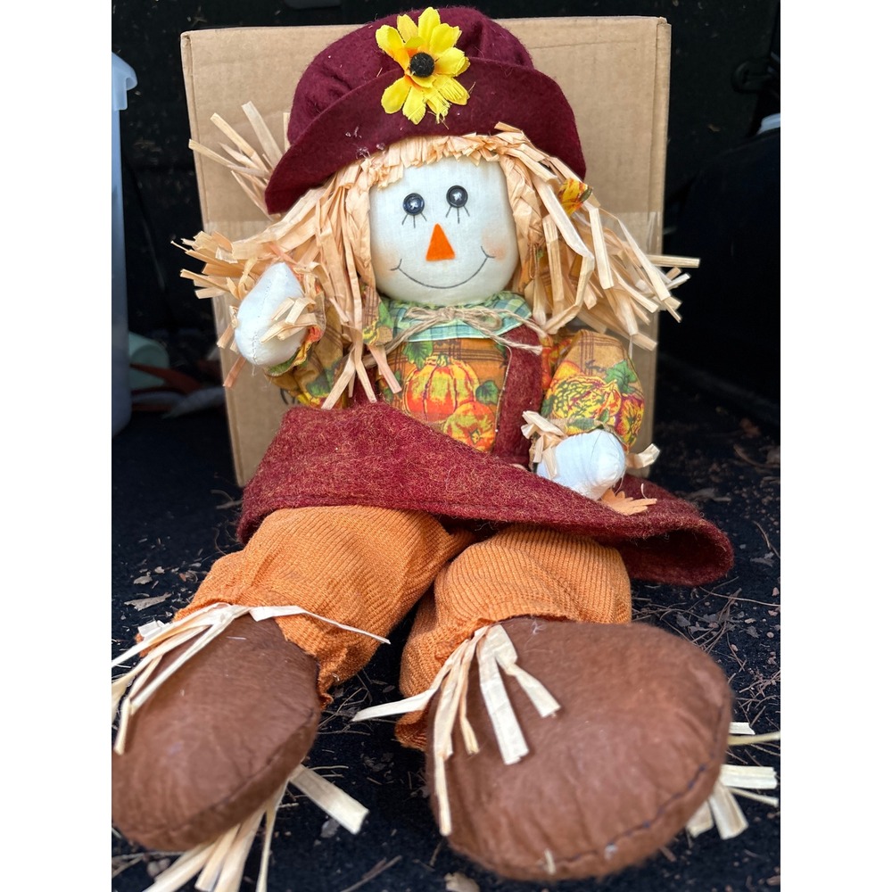 Fall Scarecrow Doll Decoration Harvest‎ Autumn Plush Sunflower Accent